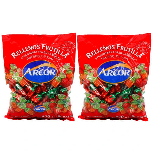 Arcor Kosher Arcor Juice Filled Strawberry Hard Kosher Candy 2 Packs, Each bag contains 470 Grams = Total 940 Grams (2.072lb) (2 Pack)