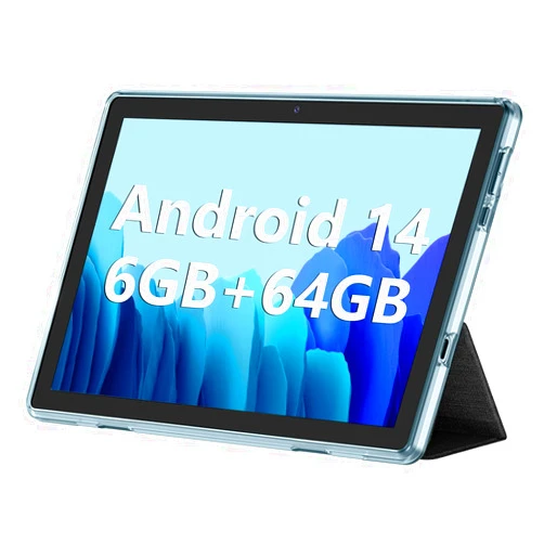 ECOPAD Android Tablet, 10.1 inch Android 14 Tablets 6GB RAM 64GB ROM 1TB Expand, 1280x800 IPS HD Touchscreen,6000mAh Battery, Bluetooth, Dual Camera, GMS, WiFi (Blue)