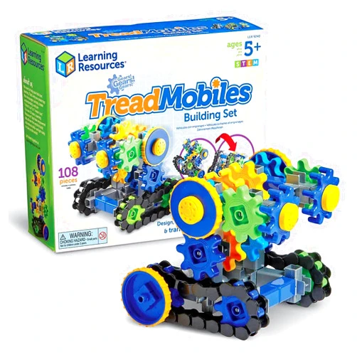 Learning Resources Gears! Gears! Gears! Treadmobiles Building Set, STEM Toys, Develops Early Engineering Skills, 108 Pieces, Ages 5+