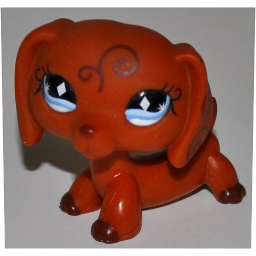 Littlest Pet Shop Dachshund #640 (Brown, Swirls on Body, Blue Eyes) - Littlest Pet Shop (Retired) Collector Toy - LPS Collectible Replacement Figure - Loose (OOP Out of Package & Print)