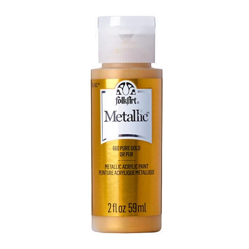 FolkArt Acrylic Metallic Paint, Non Toxic, 2 Fl Oz (Pack of 1), Pure Gold