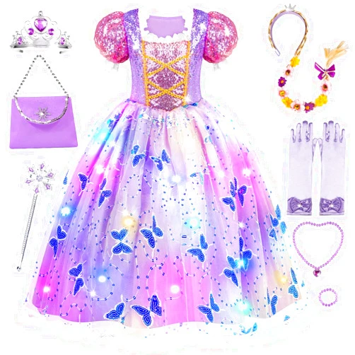 Meland Princess Dresses for Girls - Light Up Princess Costume for Little Girl, Halloween Costumes & Gift for Toddler Age 3-10