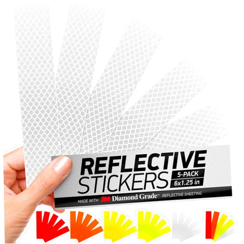 Byllstore High-Visibility Reflective Stickers | 3M Diamond Grade | White | 1.25″ x 6″ | 5-Pack | Multipurpose Use for Helmets, Cars, Mailboxes & More