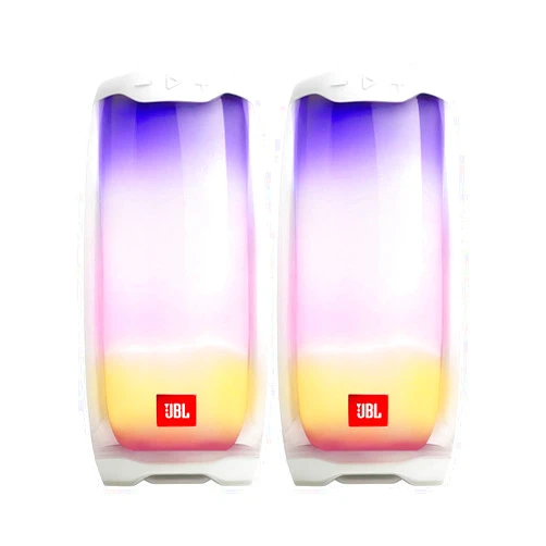JBL Pulse 4 Wireless Bluetooth IPX7 Waterproof Speaker Pair Bundle - White