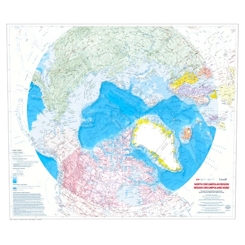 Natural Resources Canada North Circumpolar Region Wall Map - Bilingual - Atlas of Canada - 43