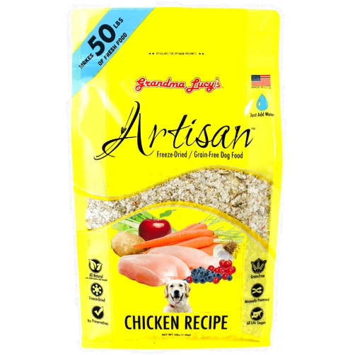Grandma Lucy's Artisan Dog Food, Grain Free and Freeze-Dried - Artisan Chicken, 10Lb Bag