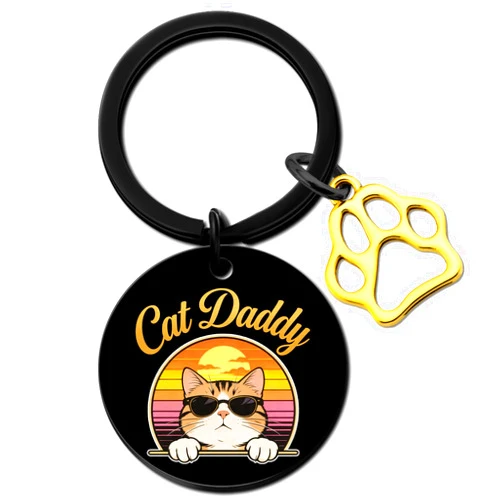 Aisity Fathers Day Gift for Cat Dad Orange Cat Gifts Keychain Best Cats Daddy Gifts for Men Funny Cats Fathers Day Gift Unique Pet Lovers for Daddy Owner Cute Keychain for Men Boyfriend Husband