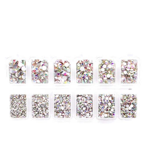 Zealer 4200 Pieces Flat Back AB Rhinestones for Craft, Round Crystal Gems Stickers for Clothes, 1.5 mm - 4.8 mm, 6 Sizes