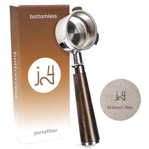 J24n Bottomless Portafilter 54mm with Puck Screen for Breville Espresso Machines, 54mm Bottomless Portafilter Fits Barista Express, Bambino Plus, Stainless Steel Basket Breville Portafilter Accessory