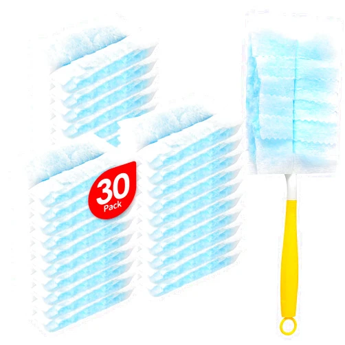Gazeer 30 Pcs Microfibre Duster Refills for Swiffer Dusters,Disposable Static Dust Removal Refills,Multi-Surface Duster with 1 Handle,for Dusting Furniture,Blinds,Ceiling Fans,Walls,Unscented