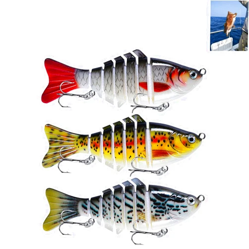 Sushenwe Fishing Lures for Bass Perch 3Pcs Saltwater Multi Jointed Swimbait Fishing Gear Hard Baits Freshwater Trout Crappie Lifelike Slow Sinking Bionic Swimming Animated Fish Lure Kits