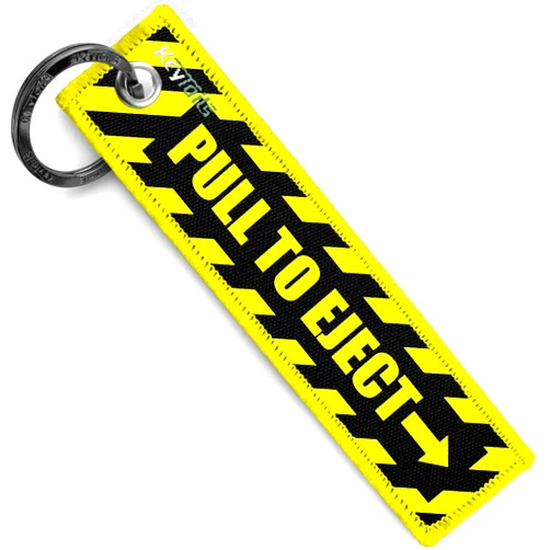 KEYTAILS Keychains, Premium Quality Key Tag for Motorcycle, Car, Scooter, ATV, UTV [Pull to Eject - Yellow]
