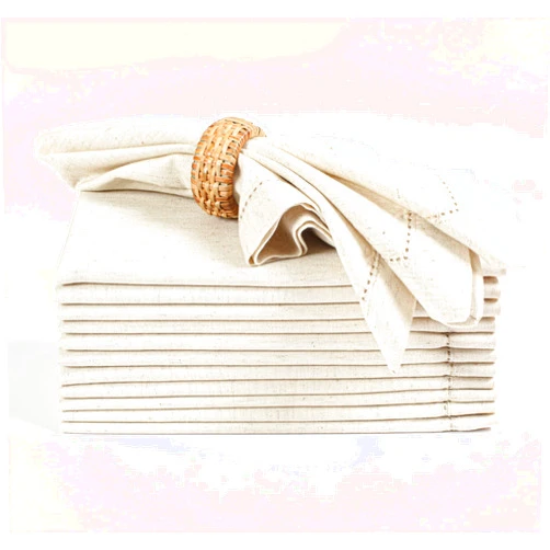 RIANGI Dinner Napkins Cloth - 18x18 Flax Linen Napkins Set of 12, Christmas Fabric Napkins Cloth Washable, Natural Cotton Cream Fall Linen Napkin, Thanksgiving Linen Napkins - Holiday Table Napkins
