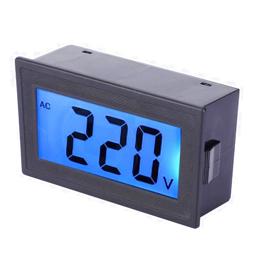 Walfront YB5135DB AC80-500V Two Wires Mini Digital Voltmeter Panel Two-Wire LCD Display Digital Volt Panel Meter Voltage Monitor Tester Gauge with Digital LCD Blue Backlight Display