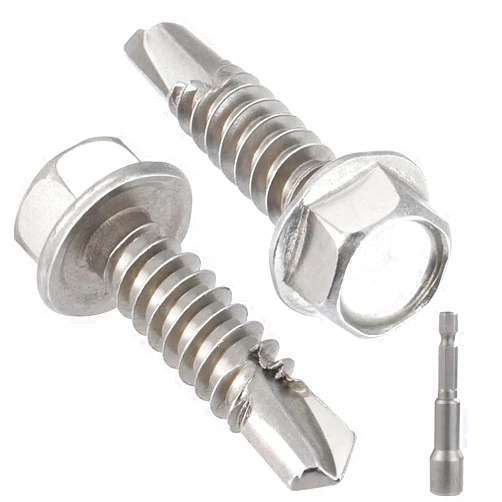 VGBUY 90Pcs #12 x 1 Self Drilling Screws for Metal,410 Stainless Steel Self Tapping Screws,Sheet Metal Screws,Quick Metal Tapping,Hex Washer Head