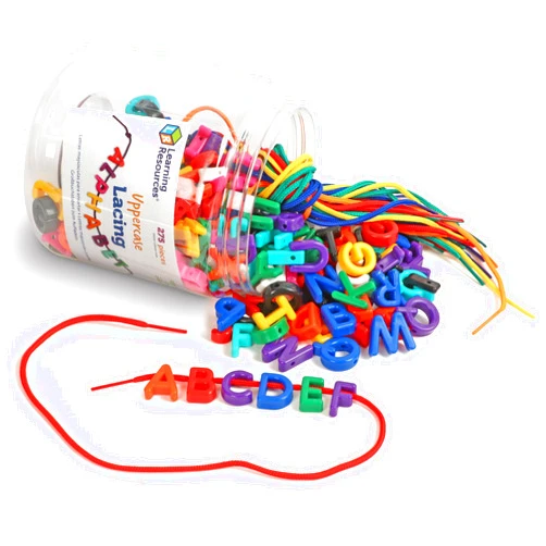Learning Resources Uppercase Lacing Alphabet - 275 Pieces, Ages 3+, Preschool Learning Must Haves, Teacher and Home School Supplies, Alphabet String Letter for Kids, Back to School Supplies