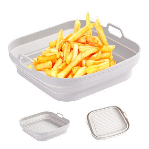 YSCENL Thickened Silicone Air Fryer Liners,Food-Grade Parchment Paper Replacements,Reusable Cooking Mats,Heat-Resistant Baking Mats,Non-Stick Silicone Liners For Air Fryer,Microwave Oven,Oven (Gray)