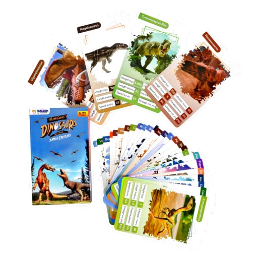Kaizen Microlessons Dinosaurs Smart Trump Cards – Fun and Engaging Trump Cards Toy for Kids – Family General Knowledge Cards Game with QR Codes – Interactive Smart Trump Game for 6-99 Year Olds