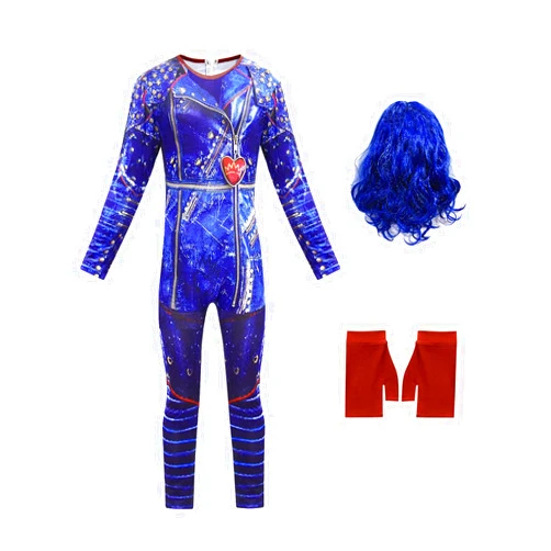 ZIVANTO Gilrs Halloween Costume Party Cosplay Dress Up Jumpsuits Bodysuit with Wig Glove 5-12Y