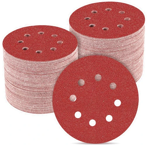 POTUINOM 100 PCS 5 Inch Sanding Discs 80 Grit, Round Hook and Loop Sandpaper for Random Orbital Sander