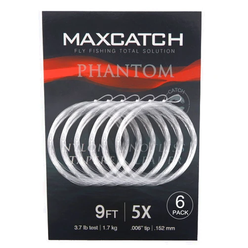 M MAXIMUMCATCH Maxcatch Fly Fishing Tapered Leader Line 6 Pack -Pre-Tied Loop- Tensile Strength- Abrasion Resistance- Low Memory 7.5ft/9ft/12ft/15ft, 0X-7X