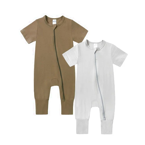 JunNeng Baby Boy Girl 2Pcs Rompers Short Sleeve Sleeper Infant Cotton 2-way Zippers Comfy Summer Jumpsuit