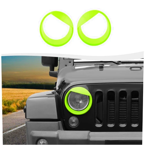 SQQP Front Light Headlight Cover, Angry Bird Style Bezels Trim Kit Fit for 2007-2018 Jeep Wrangler JK JKU(Green)