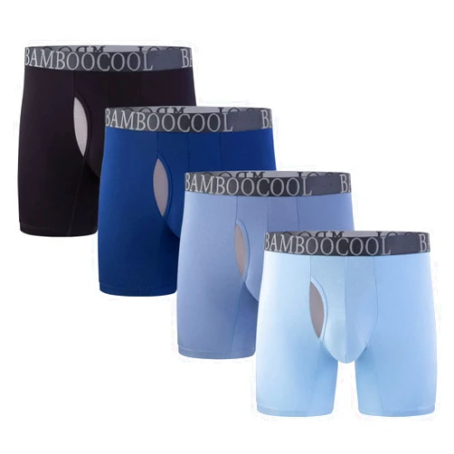 BAMBOO COOL Men's Breathable Underwear Moisture-Wicking Mesh Boxer Briefs Performance 4 &7 Pack