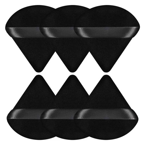 Metyond 6 Pieces Powder Puff for Face Soft Triangle Makeup Puffs Velour Powder Puff for Contouring Eyes and Corners,Wet Dry Beauty Cosmetic Loose Powder Beauty Blender Makeup Tools - Black