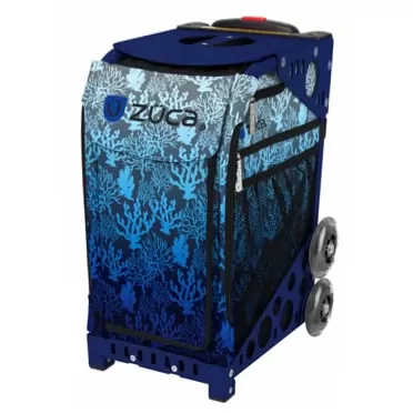 ZUCA Sport Suitcase with Built-in Seat - Blue Coral Reef Deep Sea Insert Bag, Choose Your Frame Color Navy Blue Frame