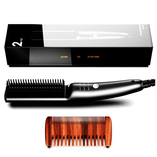 Generic Beard Straightener for Men, Compact Beard Straightening Comb with Ionic & Anti-Scald Technology, Ideal for Home and Traveling, Heated Beard Brush Doubles as Hair Straightener, Small, Black