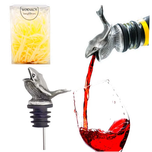WOKHACH Animal Wine Aerator & Liquor Pourer for Bar,Home and Party Wine Pourer Aerator Festival Gift (Whale Silver Gray)