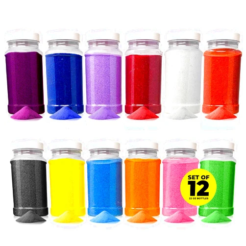 Podzly 16.5 Pound Colored Play Sand - Assorted Colorful Craft Art Available in 12 Colors! Perfect for Sand Art, Crafts, Kids' Projects, Rangoli Colors, and DIY Kits for Kids. Explore Your Creativity!