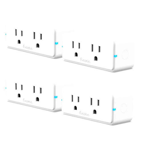 Govee Dual Smart Plug 4 Pack, 15A WiFi Bluetooth Outlet, Work with Alexa and Google Assistant, 2-in-1 Compact Design, Govee Home App Control Remotely with No Hub Required, Timer, FCC and ETL Certified