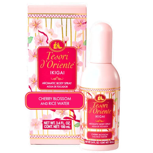 Tesori d'Oriente Tesori d’Oriente Ikigai Aromatic Body Spray Eau de Toilette, 3.4 fl oz Travel Size, Soft Floral Fragrance for Women & Men with Cherry Blossom & Rice Water, Long-Lasting Scent