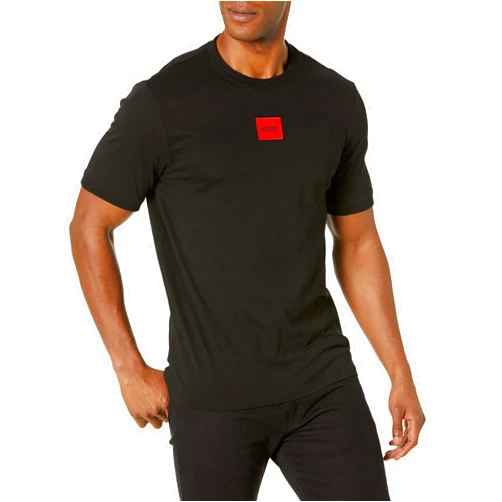 Hugo Boss HUGO Men's Ribbed Crew Neck Regular Fit Center Logo T-Shirt