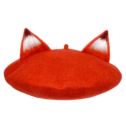 FAICCIA Handmade Nick Fox Ear Beret Adult Size Hat Vintage Painter Wool Cap Gift