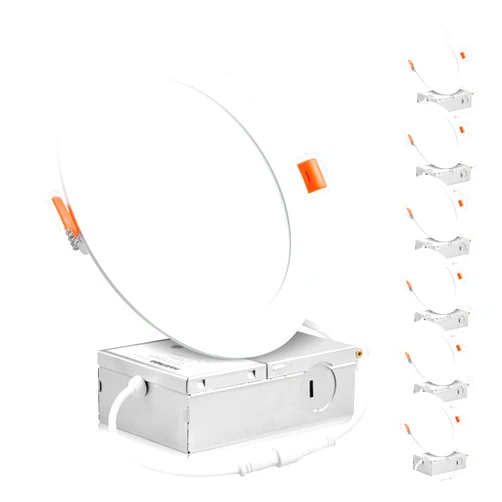 Parmida LED Technologies PARMIDA (6 Pack) 6 Inch Ultra-Thin LED Recessed Ceiling Light with Junction Box, 12W, Dimmable Canless Wafer Slim Panel Downlight, IC Rated, ETL-Listed - 5000K