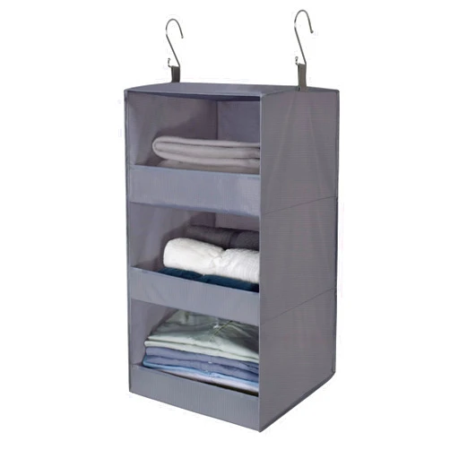 GRANNY SAYS 3-Shelf Hanging Closet Organizer and Storage, Collapsible Hanging Closet Shelves, Hanging Organizer for Closet & RV, Gray, 29 ½