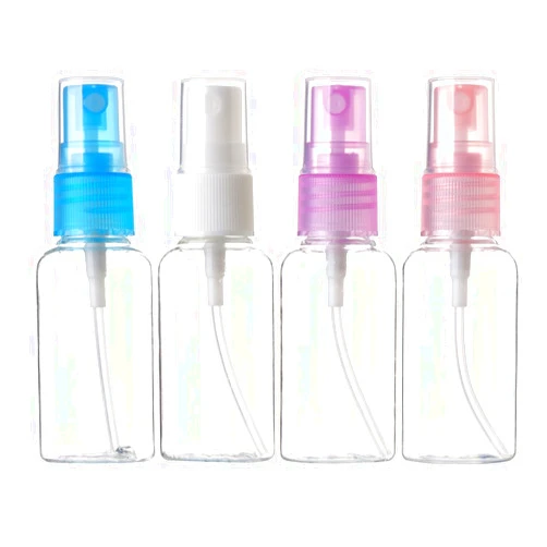 SINIDE Spray Bottles 30ml/1oz, 4 Pack Clear Empty Fine Mist Plastic Mini Travel Bottle Set, Portable Refillable Makeup Sprayer Containers for Perfume, Liquids, Aromatherapy, Small Size