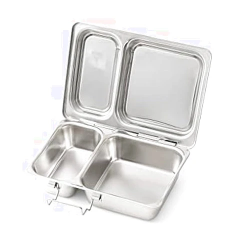 PlanetBox LAUNCH classic stainless steel bento lunch box with 3 compartments for adults and kids