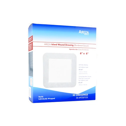 Areza Medical - Bordered Gauze Island Dressing - Wound Dressing - Latex Free - sterile - 6