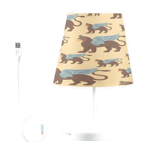 Vozoza Griffins Animal Yellow LED Table Lamp with USB Port Night Light Dimmable Bedside Lamps for Living Room Bedroom Desk, S