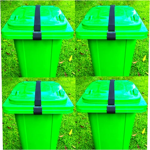 JFOMOYGI Metal Double Claw Trash Can Locks Strap For Animals,Universal Trash Can Lid Lock 4PCS,Adjustable Garbage Can Lid Locks Security Strap,Trash Can Bungee Cord Belt Rope For Outside Raccoon,Trash Bin Lock