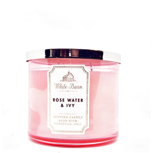 Bath & Body Works Bath and Body Works, White Barn 3-Wick Candle w/Essential Oils - 14.5 oz - 2021 Core Scents! (Rose Water & Ivy)