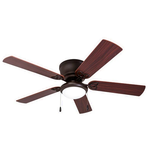 Prominence Home Benton, 52 Inch Traditional Flush Mount Indoor LED Ceiling Fan with Light, Pull Chains, Dual Finish Blades, Reversible Motor - 51429-01 (Bronze)