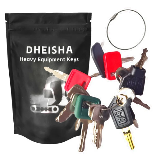 DHEISHA 15PCS Multi Types Heavy Equipment Key Set Construction Master Equipment Set Mahindra 3200 CH510 Linde 702 802 JCB 14607 CAT 5P8500 Takeuchi 201 Kubota 373 S8077 JD COM Volvo Laser Terex WA05