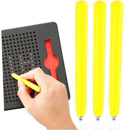 Outus 3 Pieces Replacement Stylus Magnetic Drawing Pen Magnet Replacement Pens for Magnetic Drawing Board Magnapad A to Z and Numbers 0 to 9, Yellow