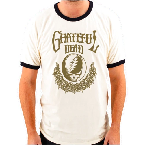 Ripple Junction Grateful Dead Men's Short Sleeve Ringer T-Shirt Retro Steal Your Face Vintage Stealie Officially Licensed