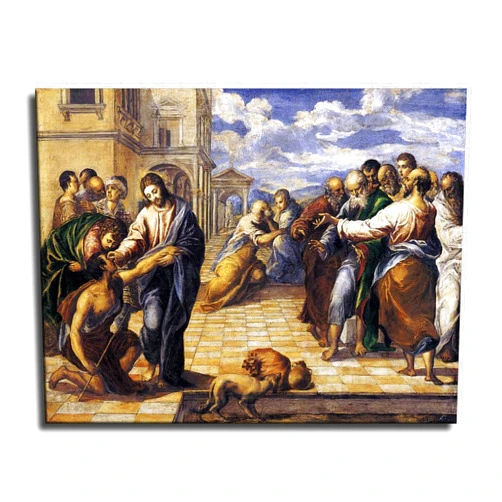 Generic Christ healing the blind man Poster Canvas Wall Art Printins Living Room Wall Art Bedroom Room Wall Decor (8x12inch-Framed)
